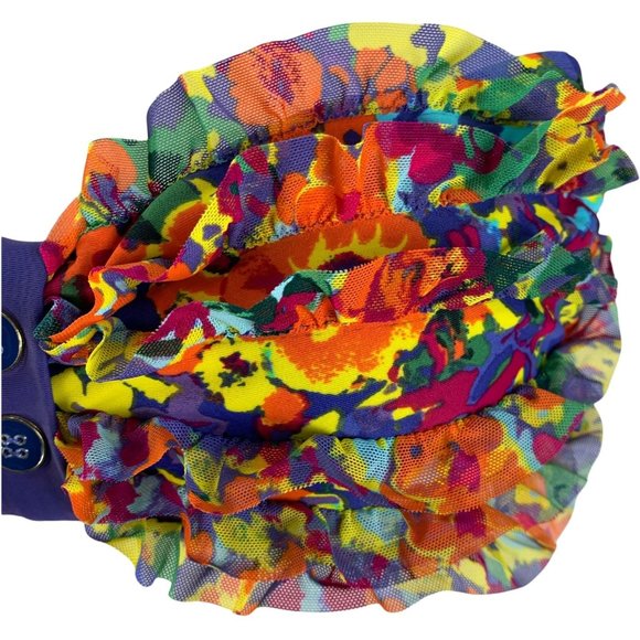 Xhilaration Ruffle Bikini Top Medium Layers Small Bust Multi Color Tie - Picture 2 of 5